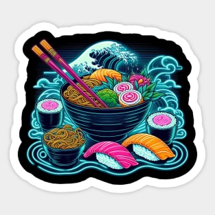 Cyber Punk Sushi and Ramen Lover Men Women Stylized Japanese Sticker